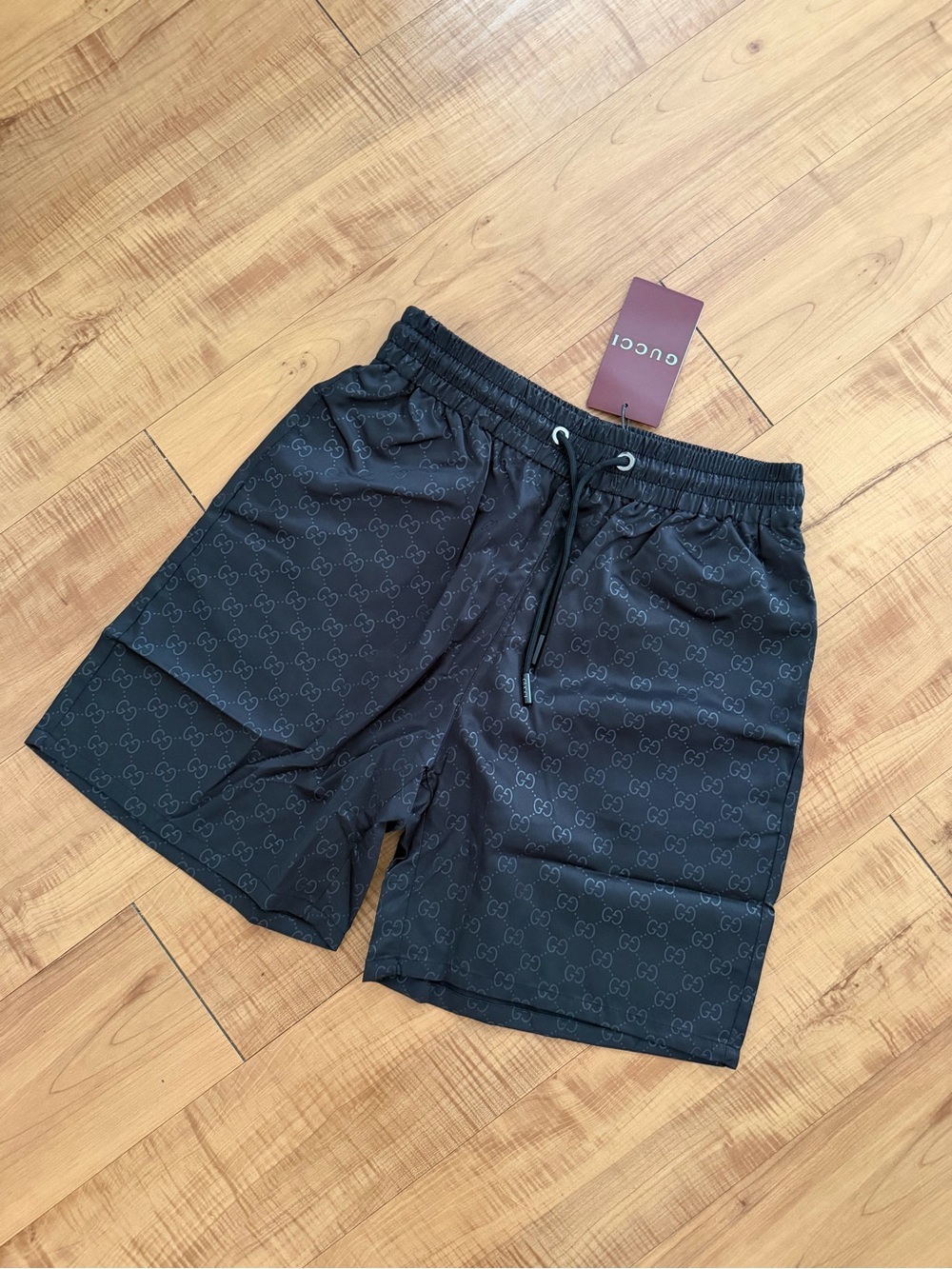 GG Monogram Logo Elastic Waist Beach Swim Shorts Black S/M